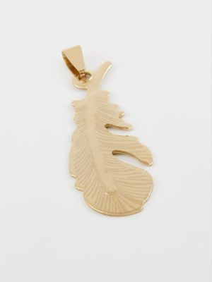 Yaprak Çelik Kolye Ucu 5 cm-Sarı