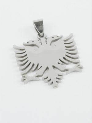 Çift Başlı Kartal Çelik Kolye Ucu 2,7 cm-Gümüş Rengi