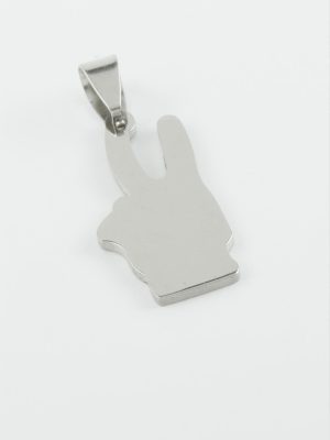 Zafer İşareti Çelik Kolye Ucu 2,8 cm-Gümüş Rengi