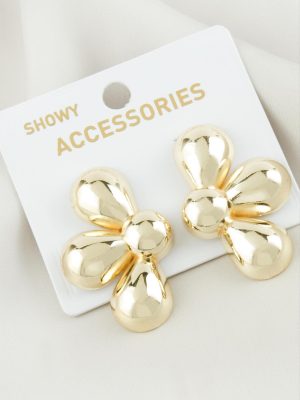 Çiçek Metal Küpe-Sarı