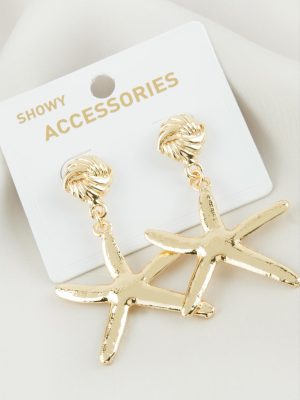 Deniz Yıldızı Metal Küpe-Sarı