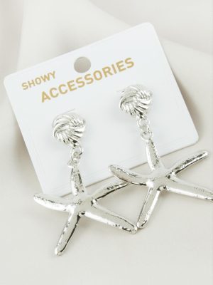 Deniz Yıldızı Metal Küpe-Gümüş Rengi