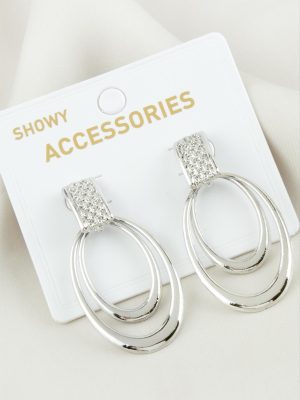 Oval Metal Küpe-Gümüş Rengi