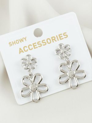 Papatya Metal Küpe-Gümüş Rengi