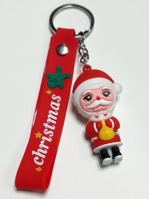 Yılbaşı Noel Baba Silikon Anahtarlık-Kırmızı
