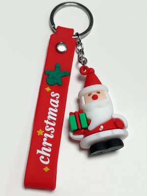Yılbaşı Noel Baba Silikon Anahtarlık-Kırmızı