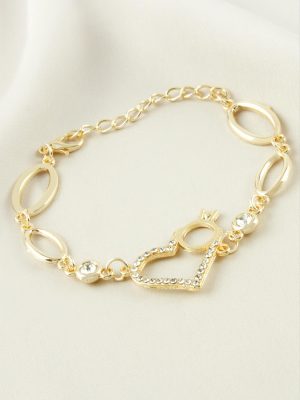 Kalp Yüzük Taşlı Bileklik-Sarı