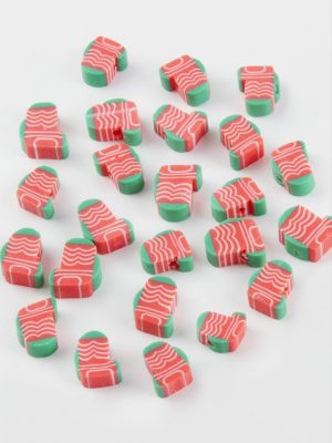 Çorap Yılbaşı Fimo Boncuk 100 Adet-Kırmızı