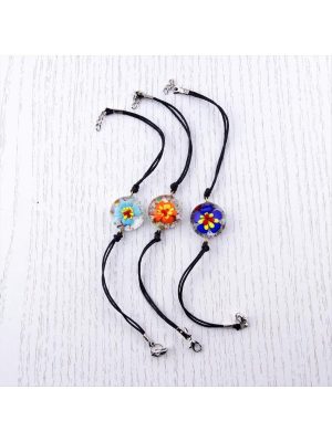 Çiçek Cam Bileklik-Renkli