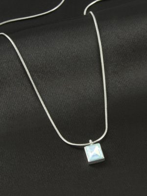 Dikdörtgen Çelik Kolye-Gümüş Rengi