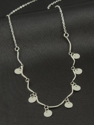 Yuvarlak Pullu Şans Kolye-Gümüş Rengi