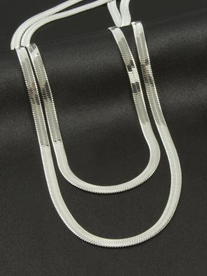 İtalyan Zincirli İkili Çelik Kolye-Gümüş Rengi