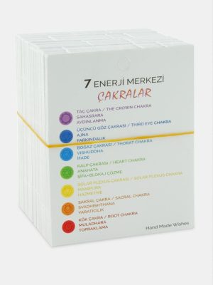 Çakra Enerji Taşları Bileklik Kartı-Beyaz