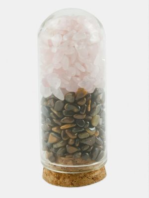 Kaplangözü Pembe Kuvars Taşı Cam Şişe Biblo-Renkli