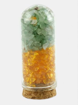 Yeşim Akik Taşı Cam Şişe Biblo-Renkli