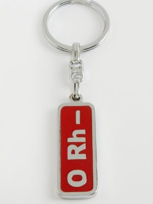 0 Rh Negatif Kan Grubu Metal Anahtarlık-Kırmızı