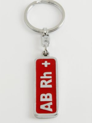 AB Rh Pozitif Kan Grubu Metal Anahtarlık-Kırmızı