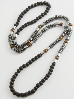 Hematit Onix Doğaltaş Kolye-Siyah