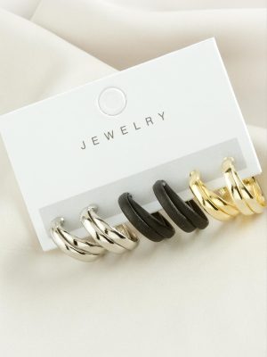 6 Adet Çift Halka Trend Küpe 2 cm-Renkli