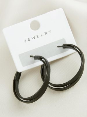 Çift Halka Trend Küpe 3,5 cm-Siyah