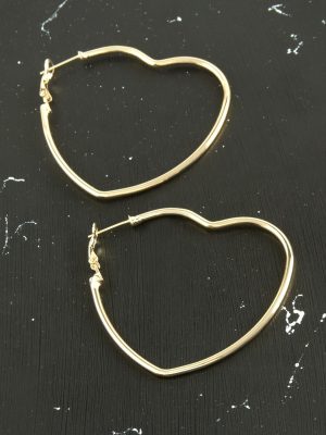 Kalp Trend Küpe 5 cm-Sarı