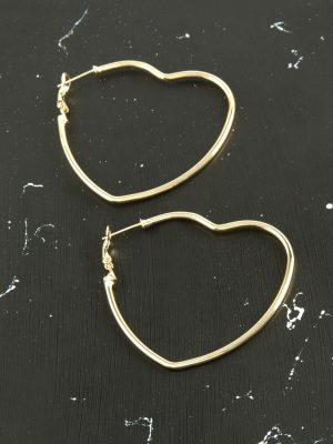 Kalp Trend Küpe 4,5 cm-Sarı