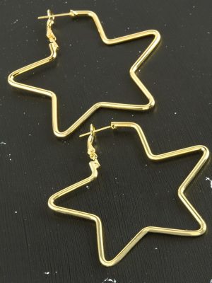 Yıldız Trend Küpe 6 cm-Sarı