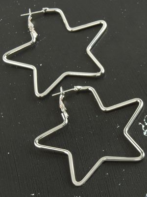 Yıldız Trend Küpe 6 cm-Gümüş Rengi