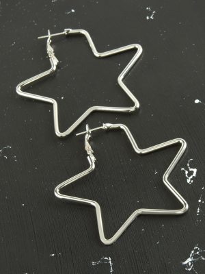 Yıldız Trend Küpe 5,5 cm-Gümüş Rengi