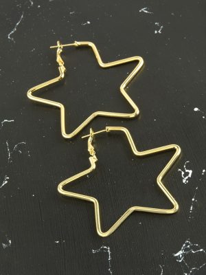 Yıldız Trend Küpe 5 cm-Sarı