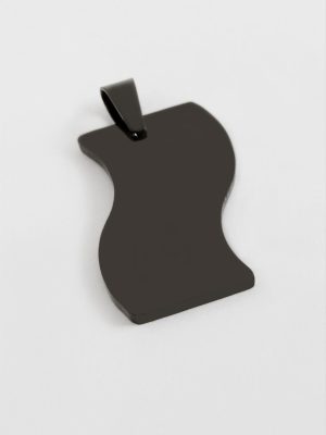 Bayrak İsim Yazılabilir Çelik Kolye Ucu 3 cm-Siyah