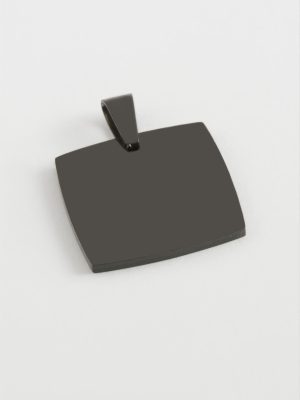 Dikdörtgen İsim Yazılabilir Çelik Kolye Ucu 2 cm-Siyah
