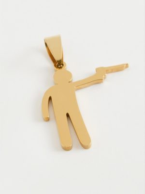 Silahlı Asker Çelik Kolye Ucu 3 cm-Sarı