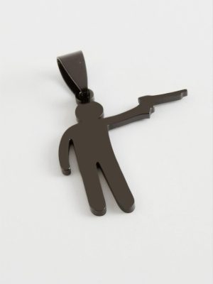 Silahlı Asker Çelik Kolye Ucu 3 cm-Siyah