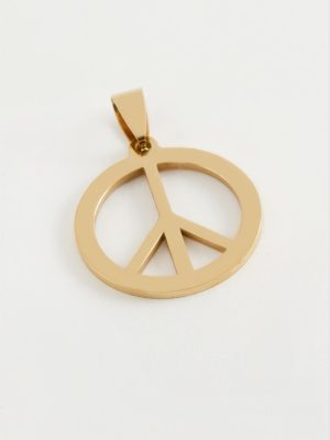 Barış İşareti Çelik Kolye Ucu 2,5 cm-Sarı