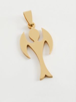 Melek Çelik Kolye Ucu 3,5 cm-Sarı