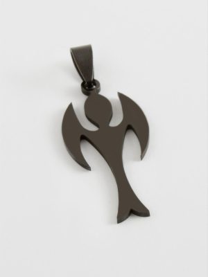 Melek Çelik Kolye Ucu 3,5 cm-Siyah