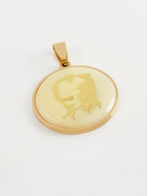 Atatürk Çelik Kolye Ucu 2,5 cm-Sarı