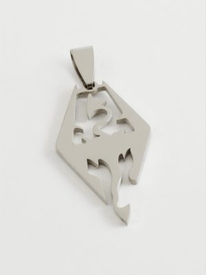 Ejderha Çelik Kolye Ucu 3,5 cm-Gümüş Rengi