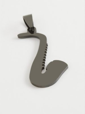 Oval Çelik Kolye Ucu 3,5 cm-Siyah