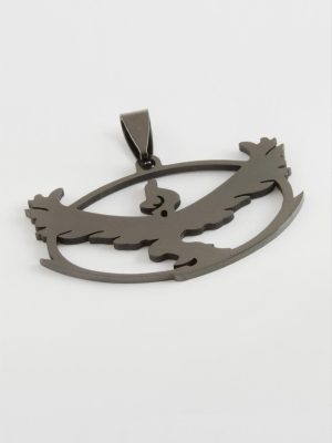 Kuş Çelik Kolye Ucu 4 cm-Siyah