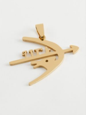 Ok Yay Çelik Kolye Ucu 4 cm-Sarı