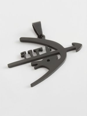 Ok Yay Çelik Kolye Ucu 4 cm-Siyah