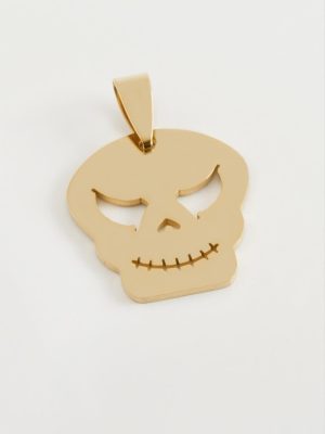 Kuru Kafa Çelik Kolye Ucu 2,5 cm-Sarı