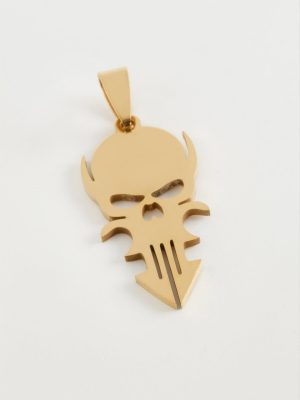 Kuru Kafa Çelik Kolye Ucu 3,5 cm-Sarı