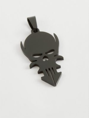 Kuru Kafa Çelik Kolye Ucu 3,5 cm-Siyah