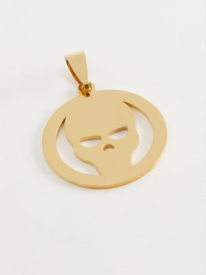 Kuru Kafa Çelik Kolye Ucu 2,5 cm-Sarı