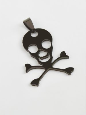 Kuru Kafa Çelik Kolye Ucu 3 cm-Siyah