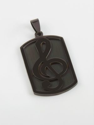 Sol Nota Çelik Kolye Ucu 2,5X4 cm-Siyah