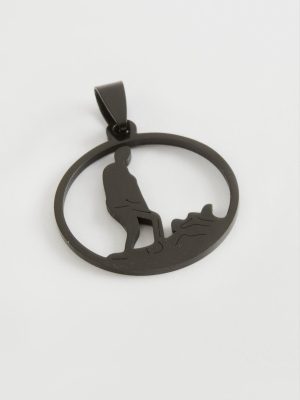 Atatürk Çelik Kolye Ucu 3 cm-Siyah